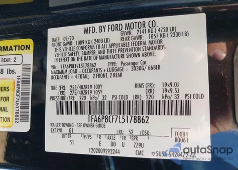 2020 Ford Mustang Gt Premium Fastback z USA, uszkodzony, nr VIN 1FA6P8CF7L5178862